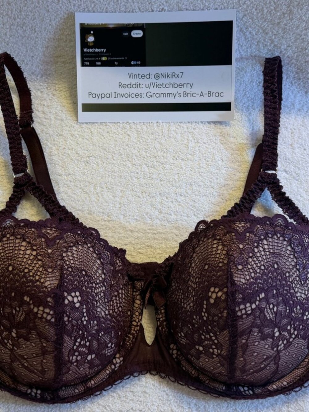 Adore Me Lace Underwire Bra 36DD Deep Burgundy Plum